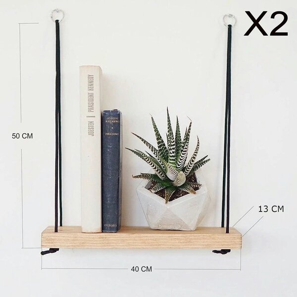 Set 2 polite AA098, stejar, lemn de molid, 40x13x50 cm