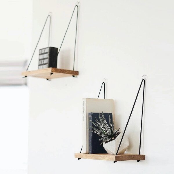 Set 2 polite AA098, stejar, lemn de molid, 40x13x50 cm