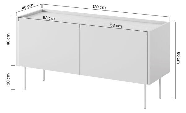 Comodă TV cu picioare metalice Desin 120 cm - cașmir / stejar nagano