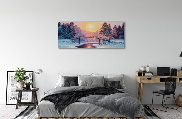 Tablouri canvas Iarnă copaci zăpadă est