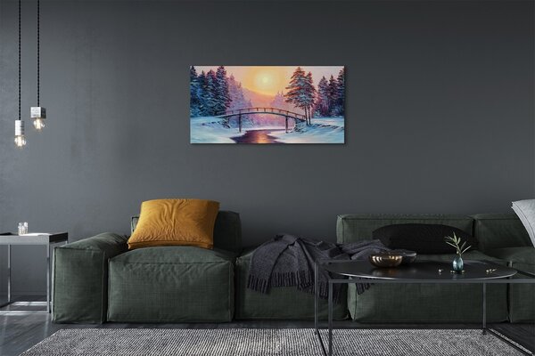 Tablouri canvas Iarnă copaci zăpadă est