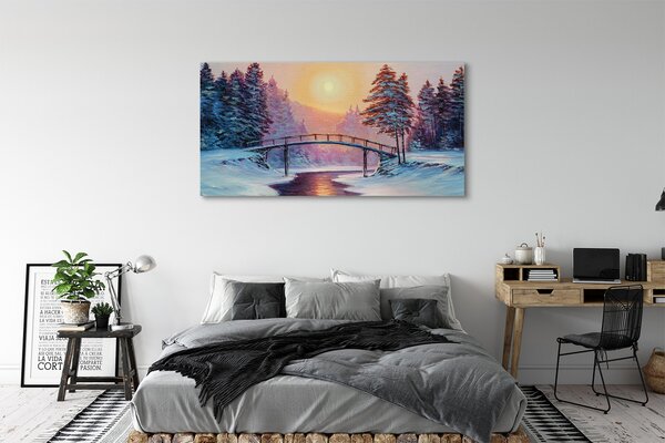 Tablouri canvas Iarnă copaci zăpadă est