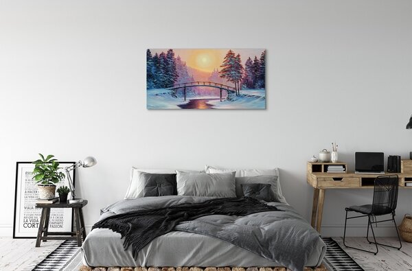 Tablouri canvas Iarnă copaci zăpadă est