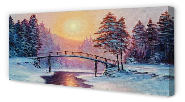Tablouri canvas Iarnă copaci zăpadă est