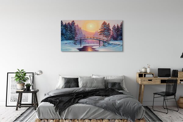 Tablouri canvas Iarnă copaci zăpadă est