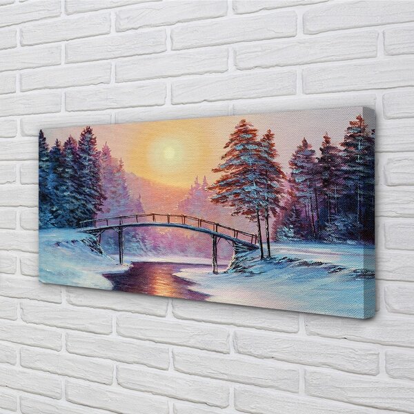 Tablouri canvas Iarnă copaci zăpadă est