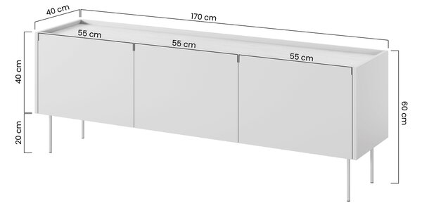 Comodă TV Desin 170 cm cu picioare metalice - casmir / stejar Nagano