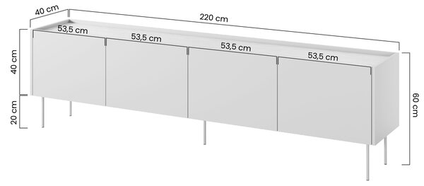 Comodă TV pe picioare metalice Desin 220 cm - cașmir / stejar nagano
