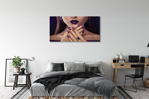 Tablouri canvas mâini de sex feminin buzele violet