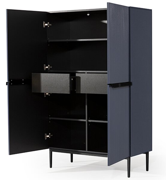 Comoda Nicole - MDF albastru marin / picioare negre