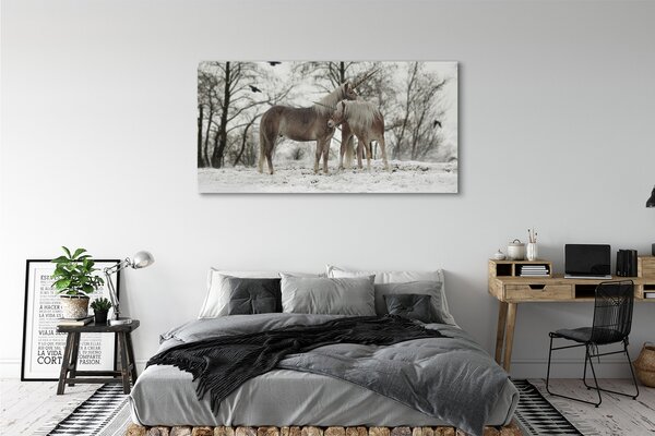 Tablouri canvas Iarna unicorni pădure