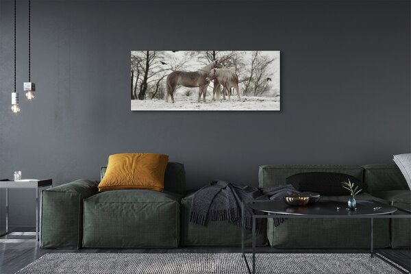 Tablouri canvas Iarna unicorni pădure