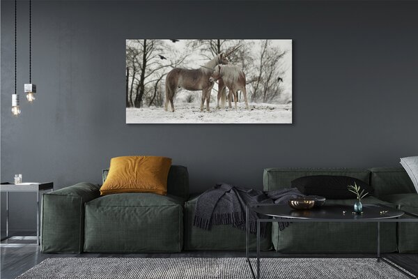 Tablouri canvas Iarna unicorni pădure