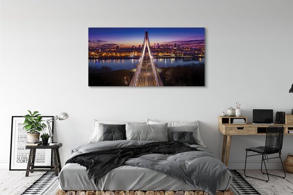 Tablouri canvas Varșovia pod râu panoramă