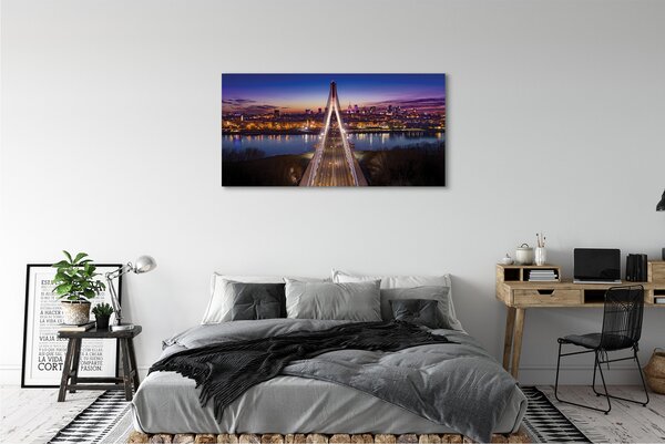 Tablouri canvas Varșovia pod râu panoramă