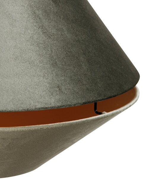 Lampă pandantiv neagră cu abajur dublu din catifea verde cu interior auriu - Combi 1
