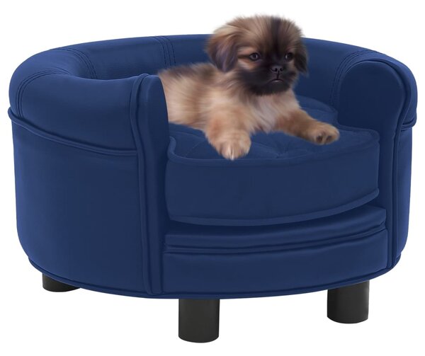 Canapea pentru câini albastru 48x48x32 cm, pluș&piele ecologică