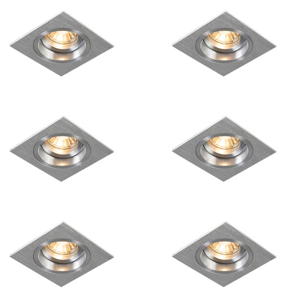 Set de 6 spoturi încastrate pătrate din aluminiu reglabile - Chuck