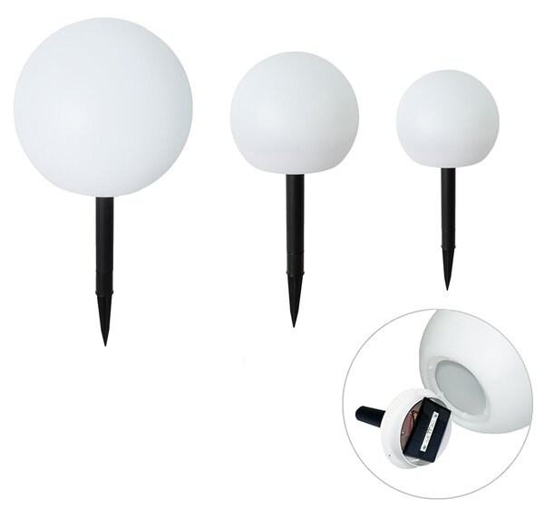 Set de 3 lampi de podea exterioare albe cu LED solar IP44 - Ludger
