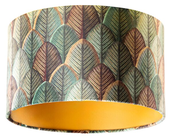 Abajur din catifea cu design frunze și interior auriu 35/35/20