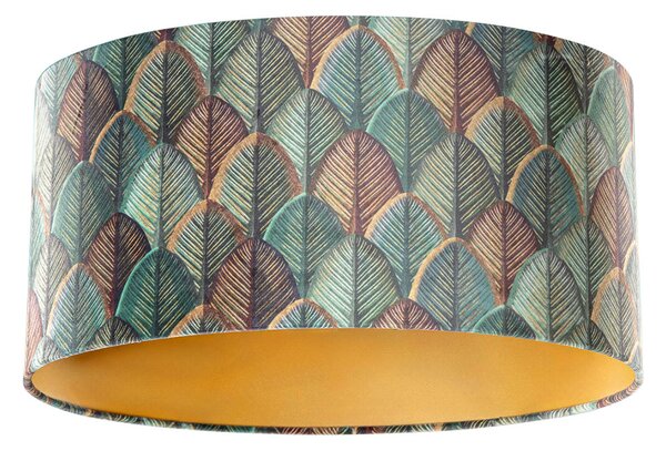 Abajur din catifea cu design frunze și interior auriu, oval 50/33/25