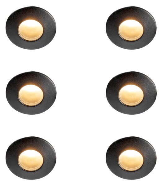 Set de 6 spoturi încastrate moderne negre IP44 - Gap