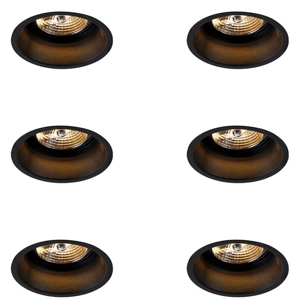 Set de 6 spoturi încastrate moderne negre AR70 - Dept