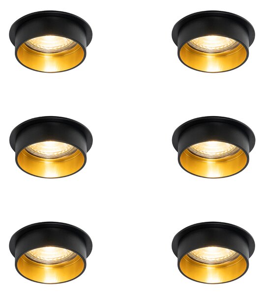 Set de 6 spoturi încastrate moderne negre cu interior auriu - Insta