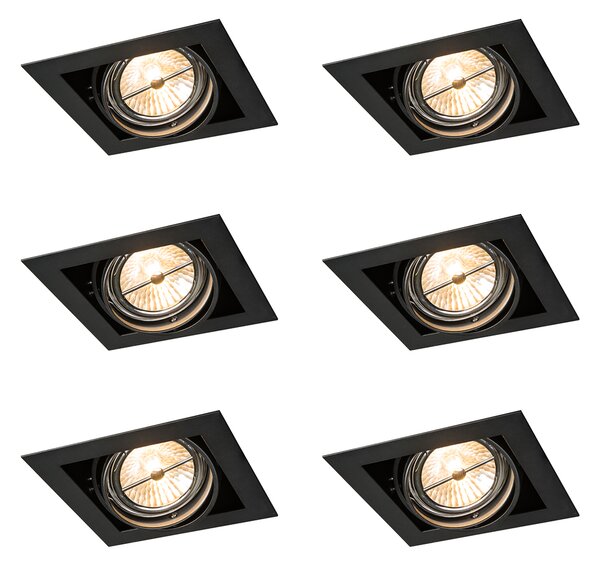 Set de 6 spoturi încastrate negre AR111 reglabile - Oneon
