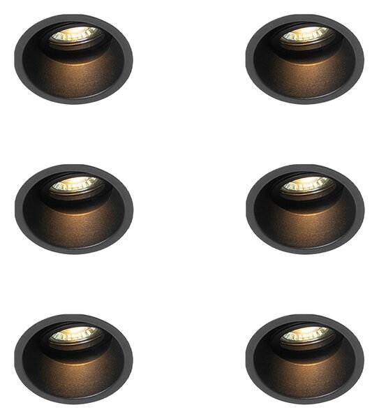Set de 6 spoturi încastrate moderne negre, rotative și înclinabile - Alloy