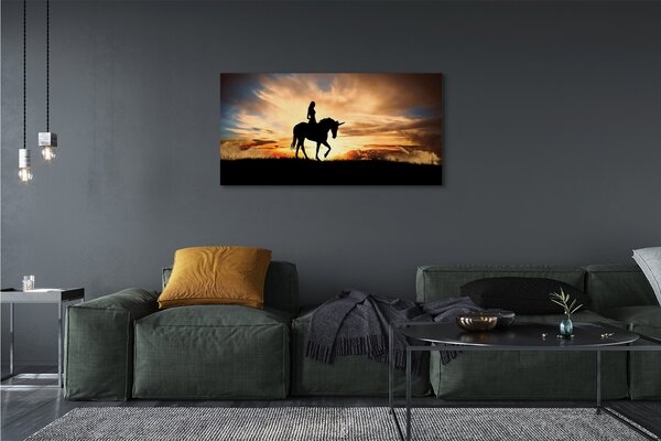 Tablouri canvas Femeia la apus de soare unicorn
