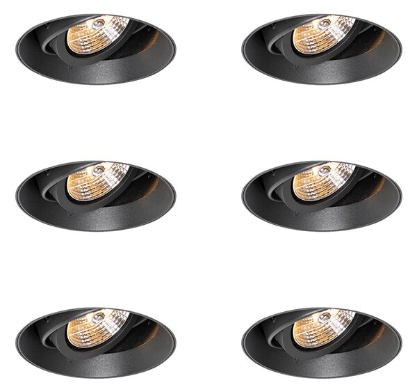 Set de 6 spoturi încastrate moderne negre GU10 AR70 rotunde fără ramă - Oneon