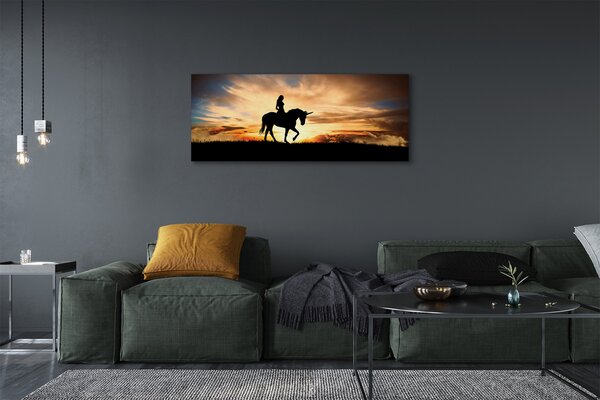 Tablouri canvas Femeia la apus de soare unicorn