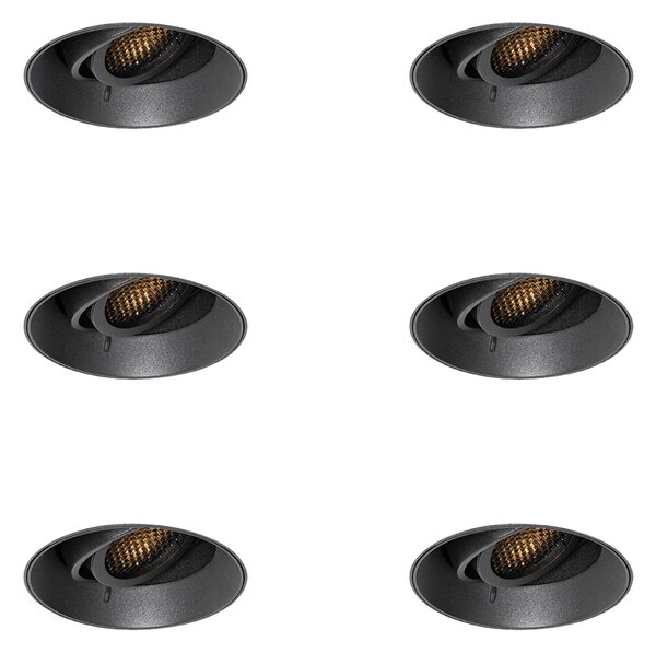 Set de 6 spoturi încastrate moderne negre GU10 rotunde fără ramă - Oneon Honey