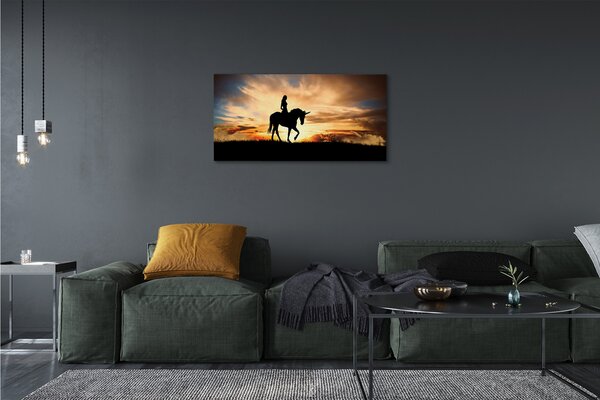 Tablouri canvas Femeia la apus de soare unicorn