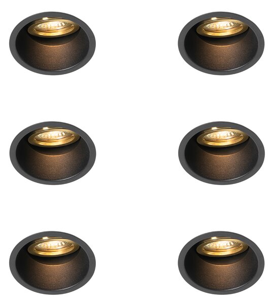 Set de 6 spoturi încastrate moderne negre cu auriu, rotative și înclinabile - Alloy