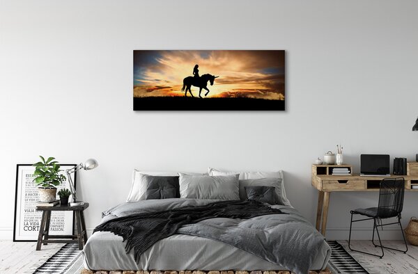 Tablouri canvas Femeia la apus de soare unicorn