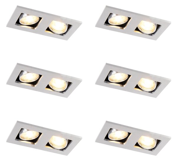 Set 6 Spoturi Incastrabile Aluminiu Rectangulare 2 Lumini - Qure