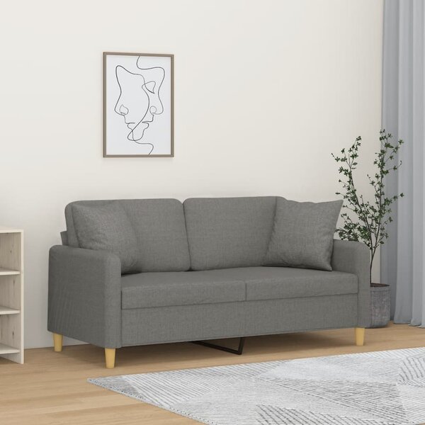 Canapea cu 2 locuri cu perne&pernuțe gri închis 140 cm textil