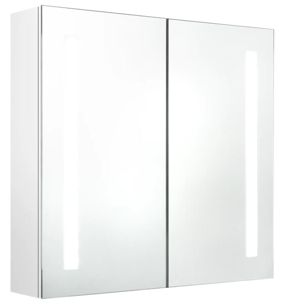 Dulap de baie cu oglindă și LED alb strălucitor 62x14x60 cm