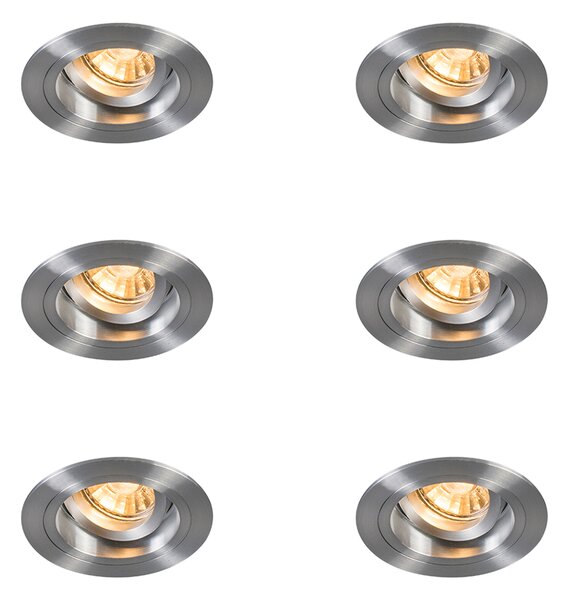 Set de 6 spoturi încastrate rotunde din aluminiu reglabile - Chuck