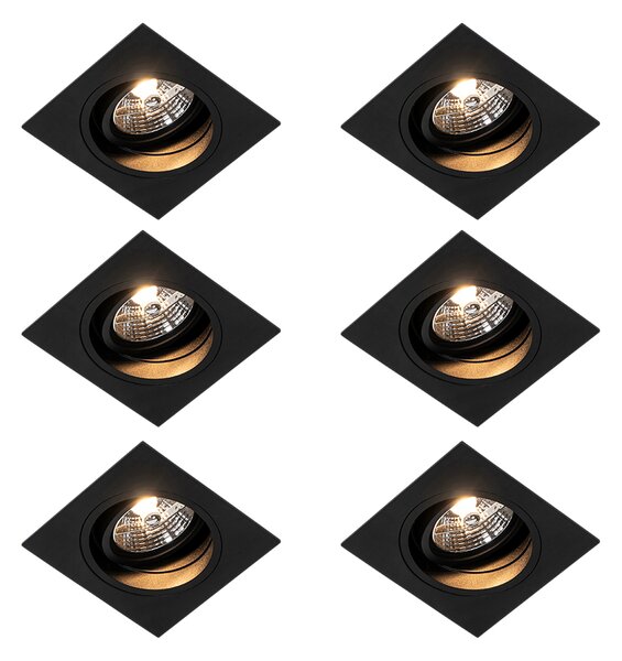 Set 6 becuri Spot modern încastrat negru reglabil - Chuck 70
