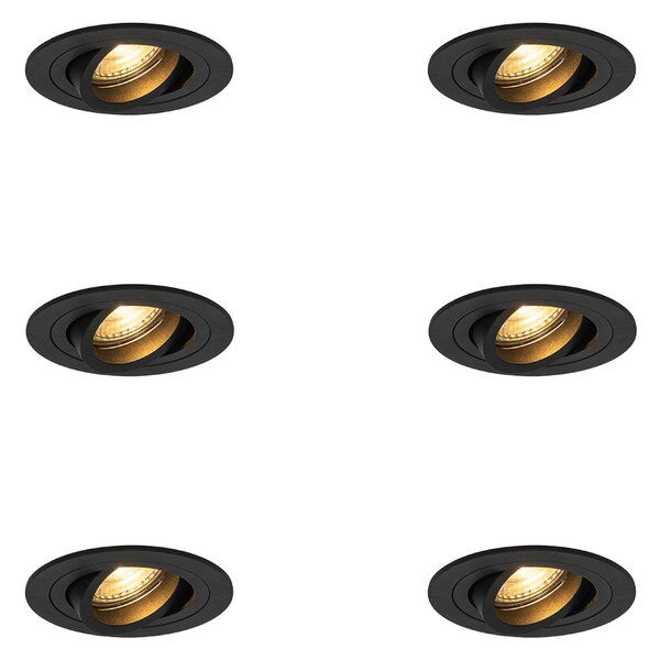 Set de 6 spoturi încastrate moderne negre - Rondoo