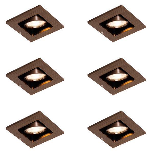 Set de 6 spoturi încastrate moderne bronz închis reglabile - Qure