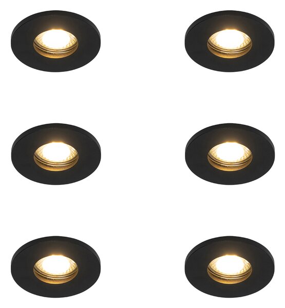 Set de 6 spoturi încastrate moderne negre pentru baie - Shed