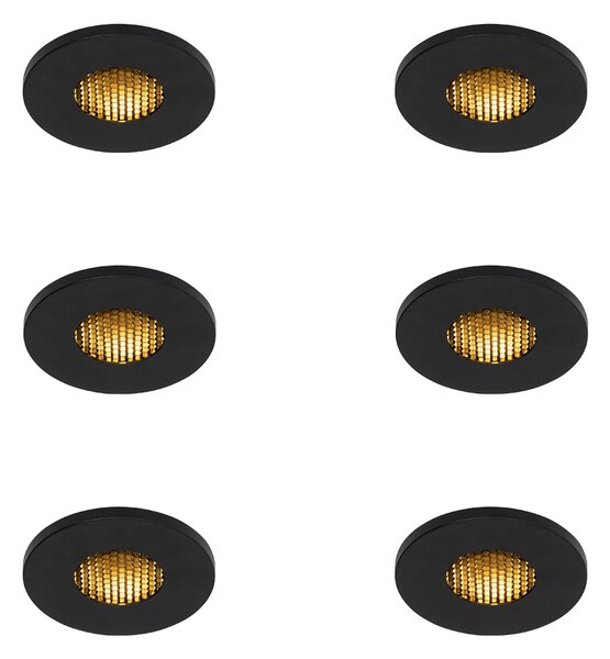 Set de 6 spoturi încastrate moderne pentru baie negre IP54 - Shed Honey