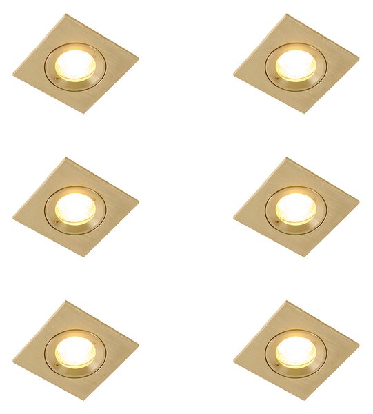 Set de 6 spoturi încastrate moderne aurii pătrate IP44 - Xena