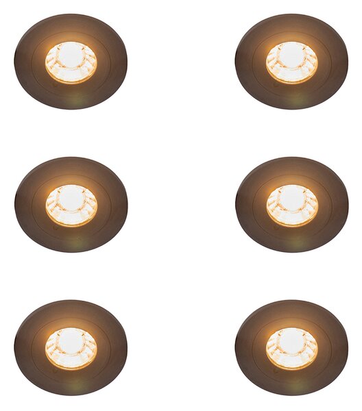 Set de 6 spoturi încastrate moderne negre rotunde IP44 - Xena