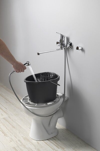 Aqualine Aqualine, Chiuvetă de sine stătătoare din ceramică cu grătar 36x47 cm, gunoi spate, alb, VKS02