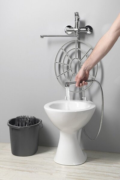 Aqualine Aqualine, Chiuvetă de sine stătătoare din ceramică cu grătar 36x47 cm, gunoi spate, alb, VKS02